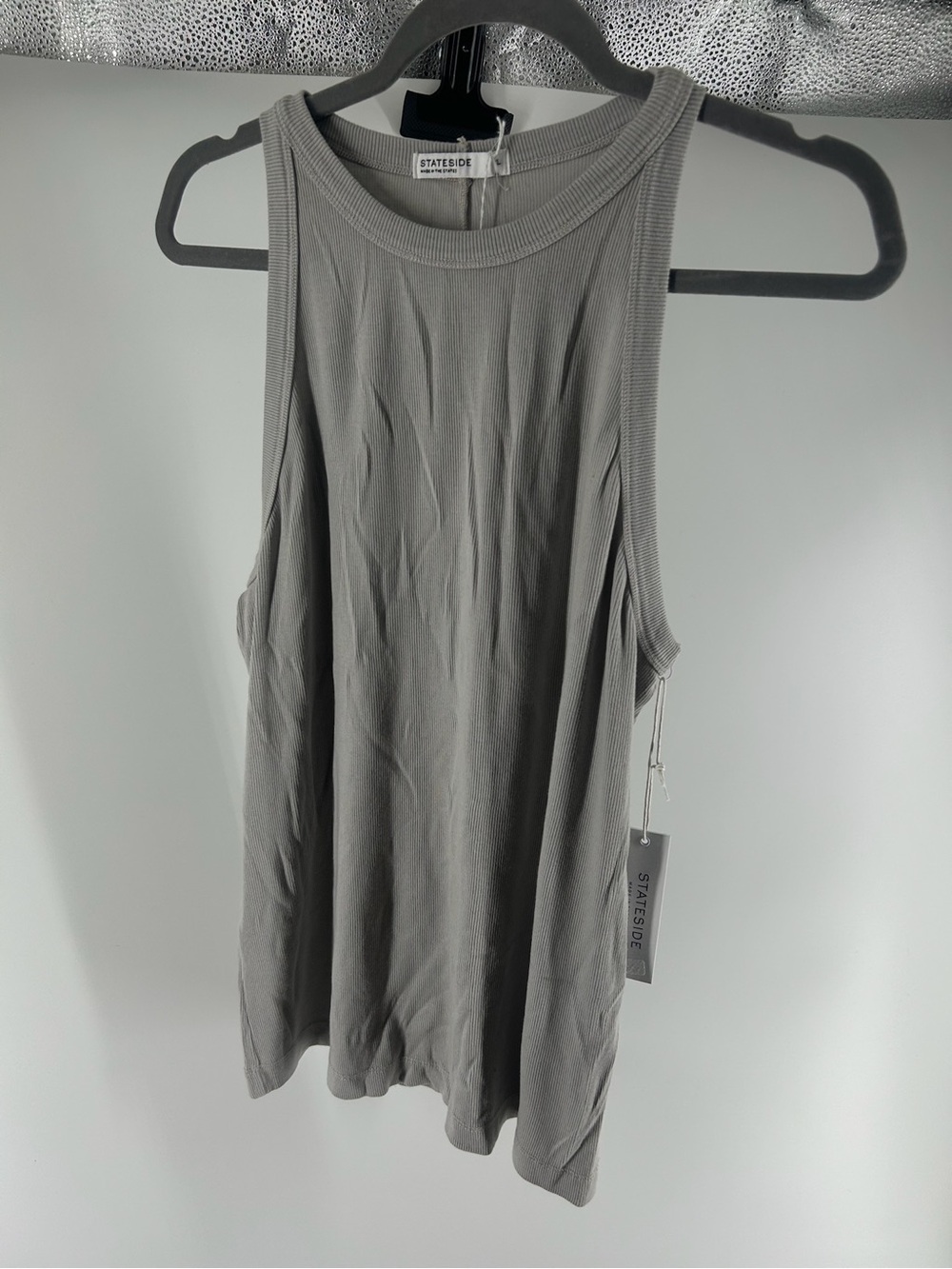 Stateside Gray Ribbed Scoop Neck Tank